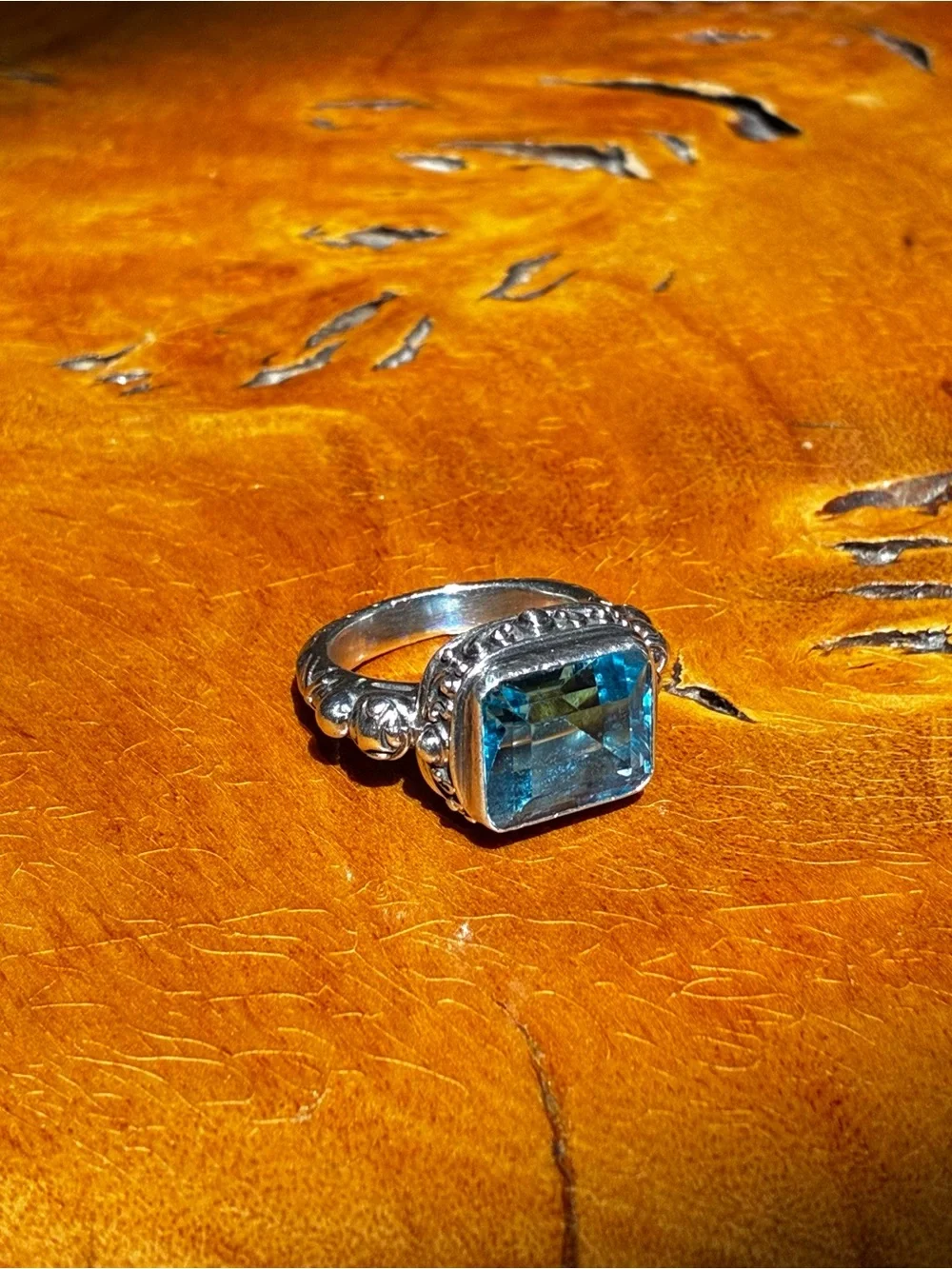 Blue Topaz Sterling Silver Ring - Classic Women's Statement